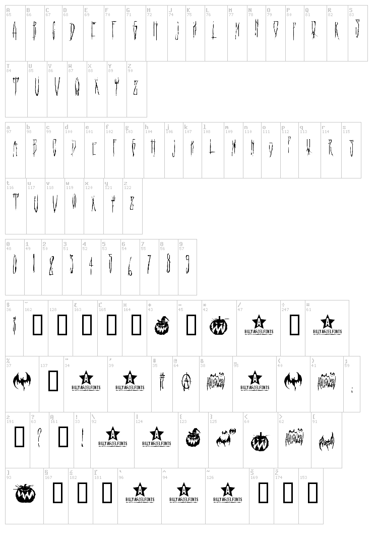 Hello Ween Font font map